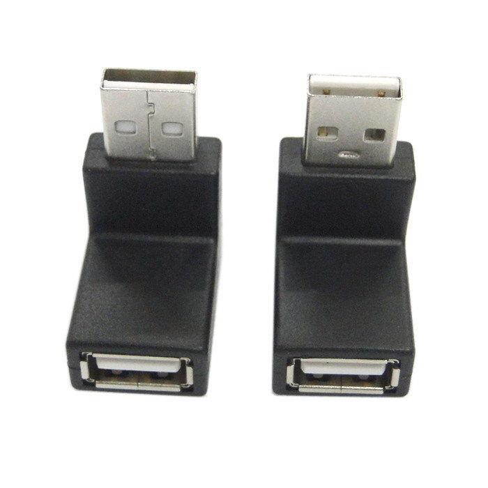 2pcs USB Male to Female 90 D Low Profile Down Right Angled Extension Adapter