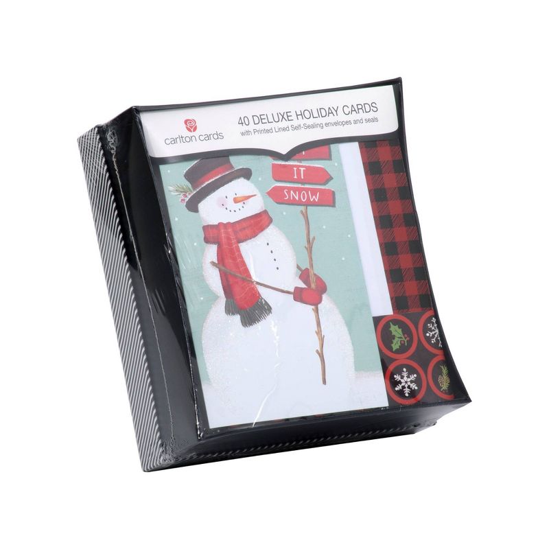 Carlton Card 40ct Snowman with Mint Background Boxed Cards