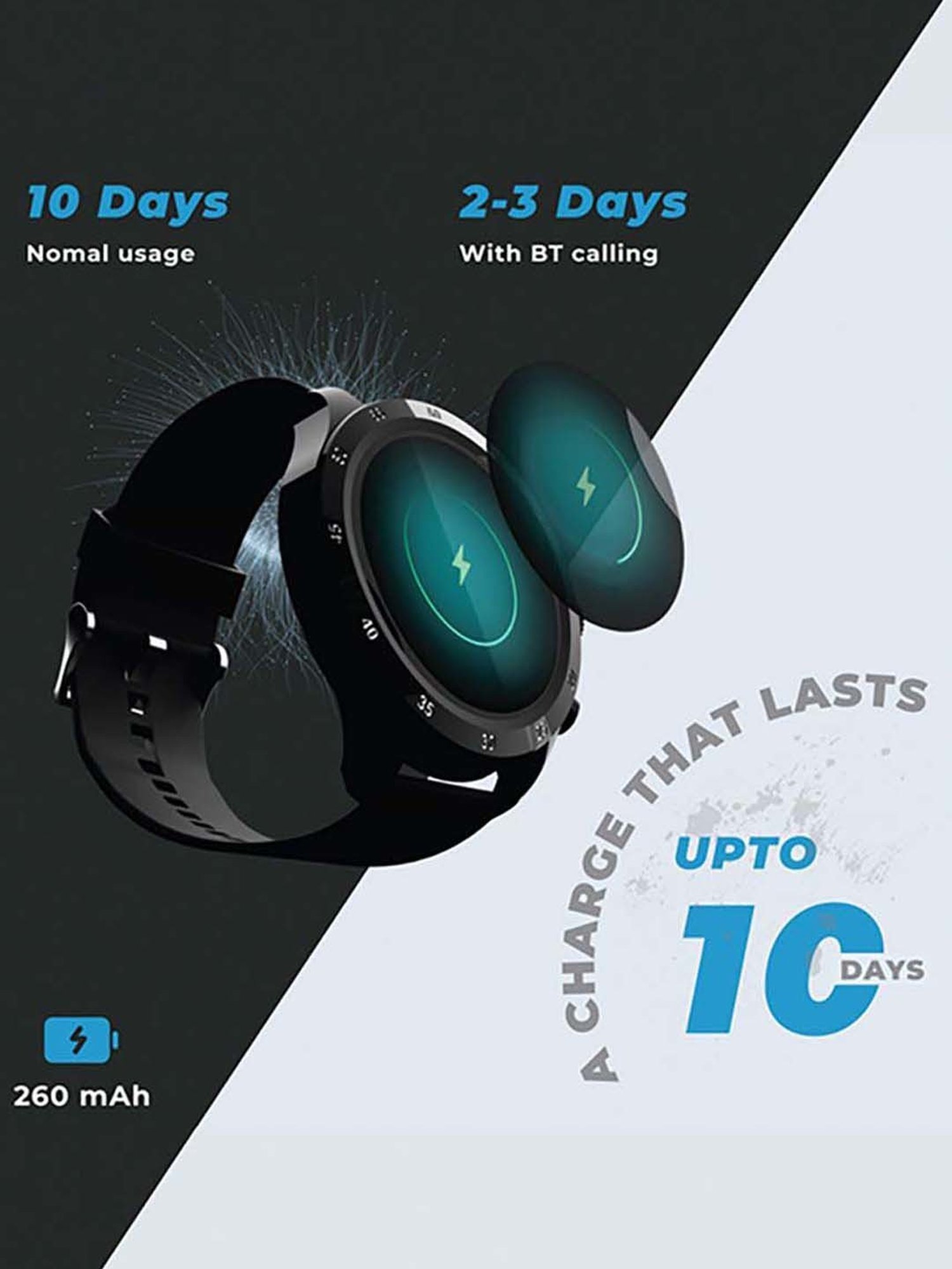 Hammer Active 1.32-inch round dial smart watch with call function digital smartwatch for men (Black)