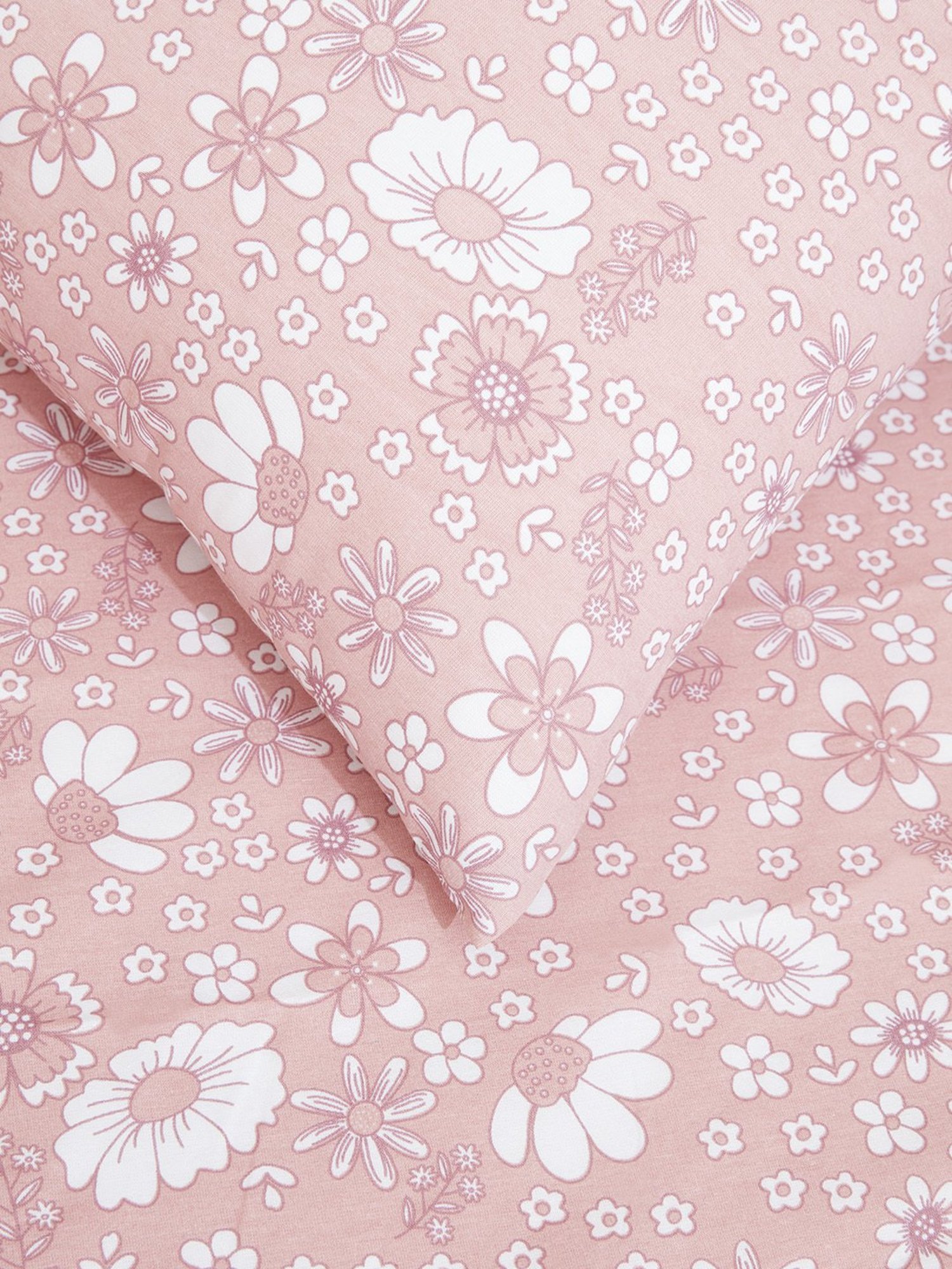 Westside Home Pink Floral Design Double Bed Fitted Sheet & Pillowcase