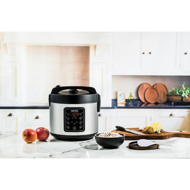 Aroma 20 Cup Digital Multicooker & Rice Cooker - Stainless Steel
