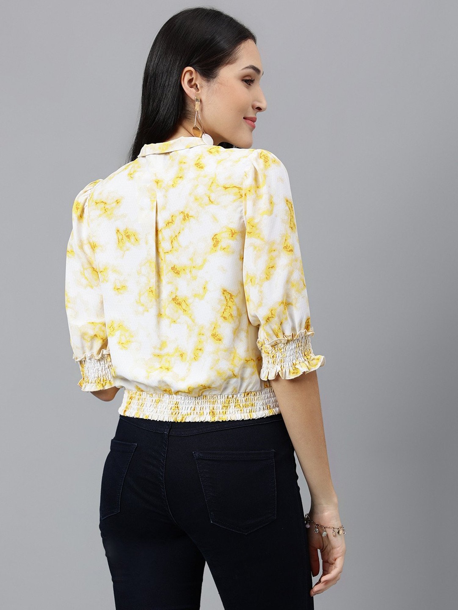 Latin Quarters Yellow Printed Top