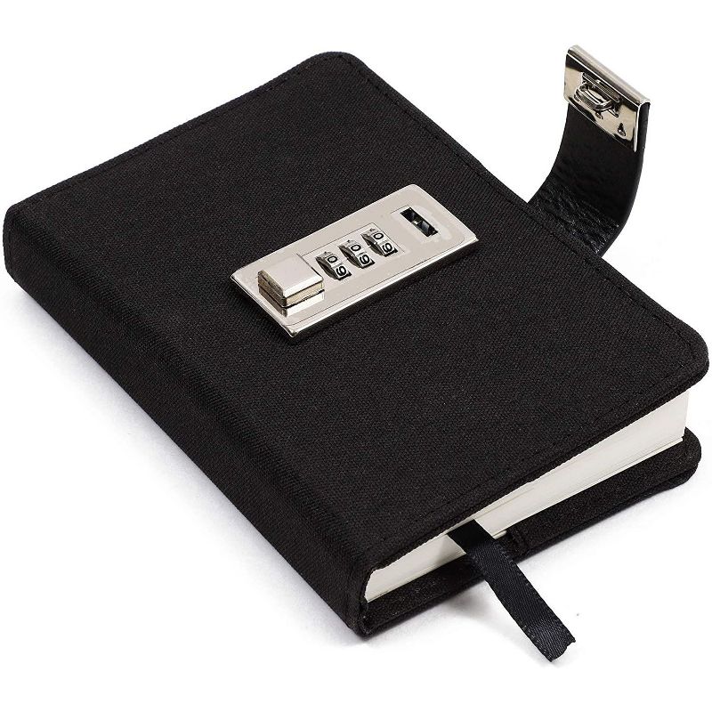 Paper Junkie Diary with Password Lock, Fabric Hardcover Notebook Journal with Lined Pages (4" x 5.75" x 1.2")