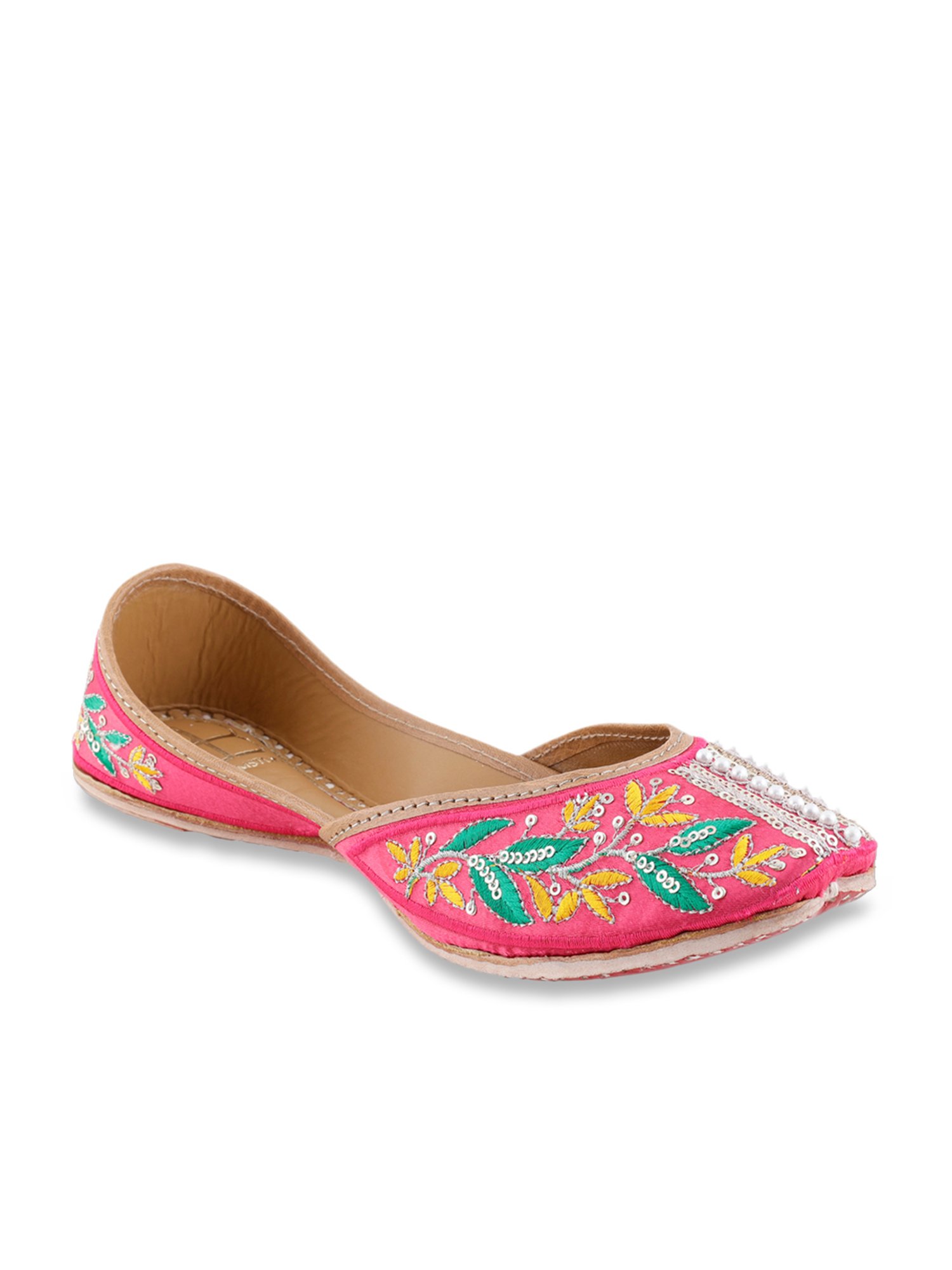 Glam Story Women's Mia Pink Ethnic Juttis