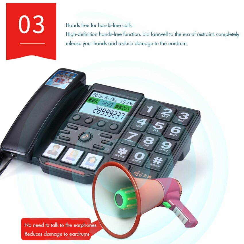 Big Button Corded Phone Picture Care Landline for Seniors with Voice Broadcast, Caller ID, Call Block, Speakerphone, Dual Ports