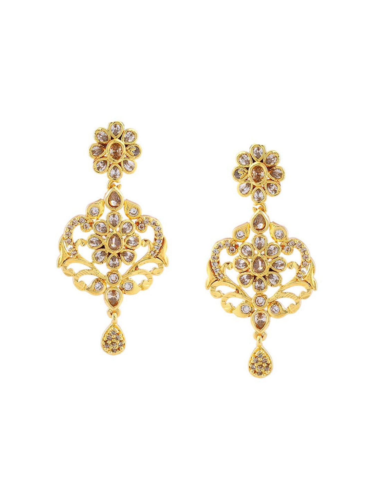 Estele Gold-Plated CZ Arcadia Designer Bridal Necklace Combo Set for Women