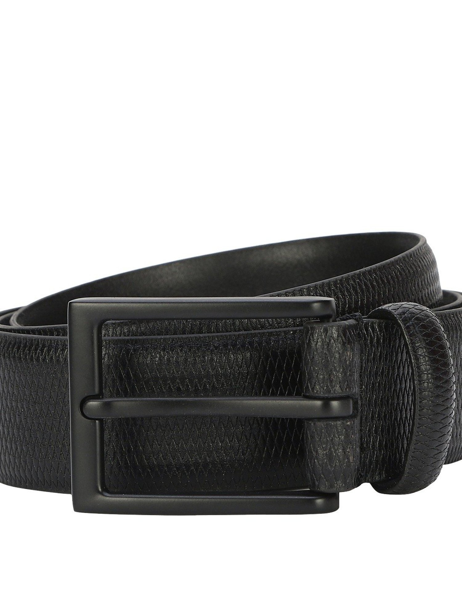 Louis Philippe Black Leather Waist Belt for Men