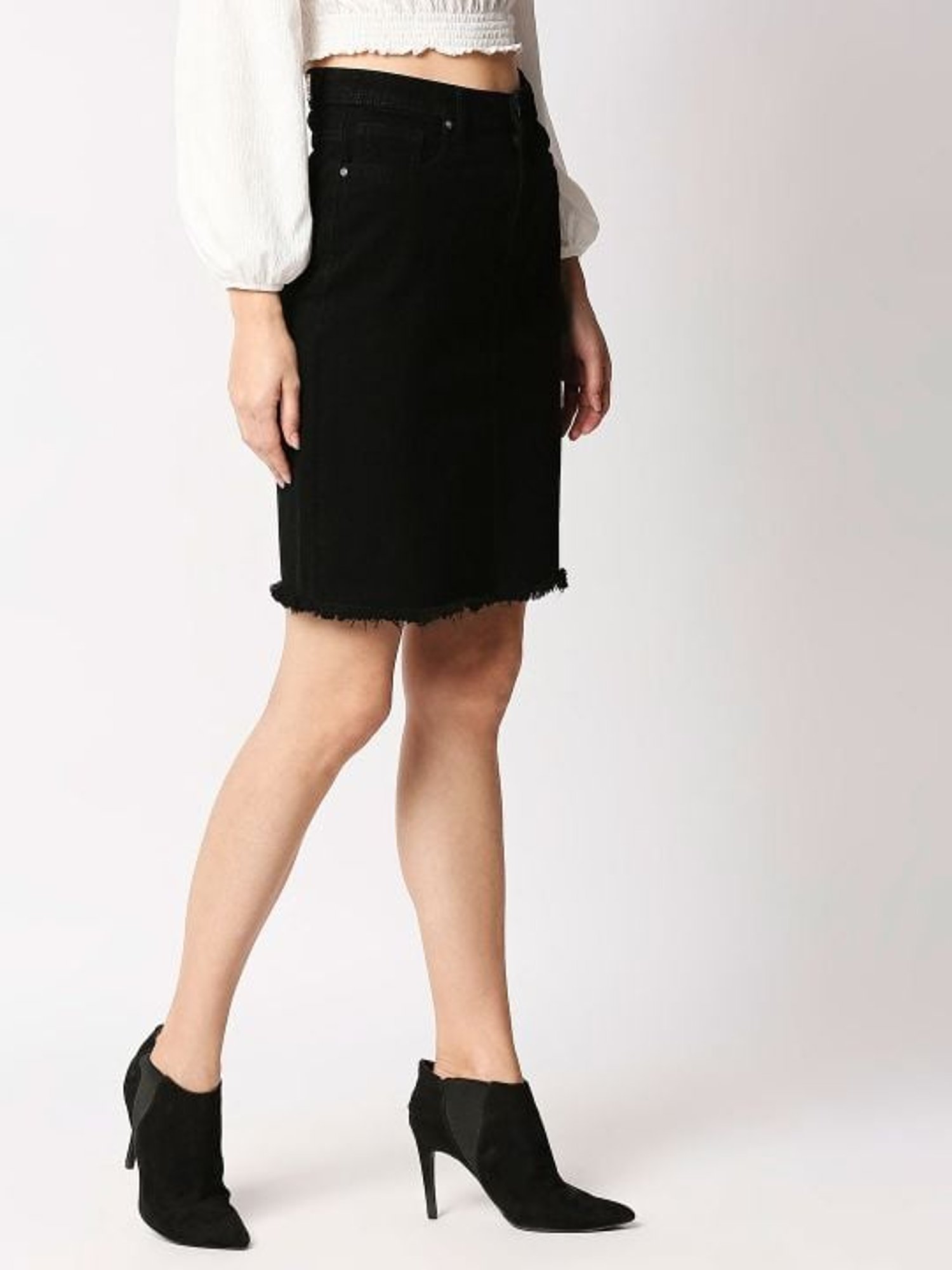 High Star Black Cotton Skirt