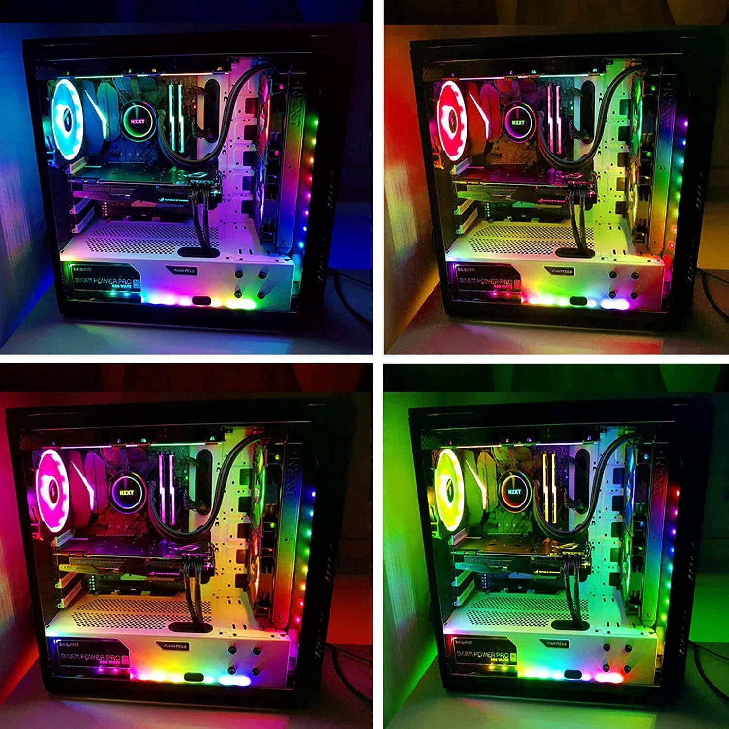 PC Addressable RGB LED Strip Lights Kit - Magnetic Rainbow PC Case Lighting 2PCS 42LEDs ARGB Strip for 5V 3pin RGB Header Motherboard Asus Aura Asrock RGB Led Gigabyte RGB Fusion MSI Mystic Light