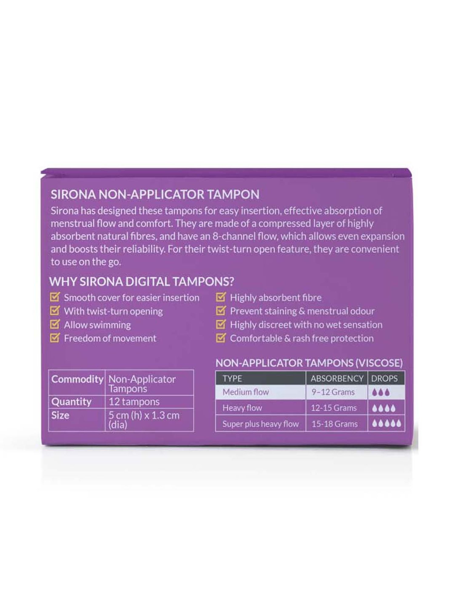 Sirona Digital Tampon - Medium Flow - 12 Pcs