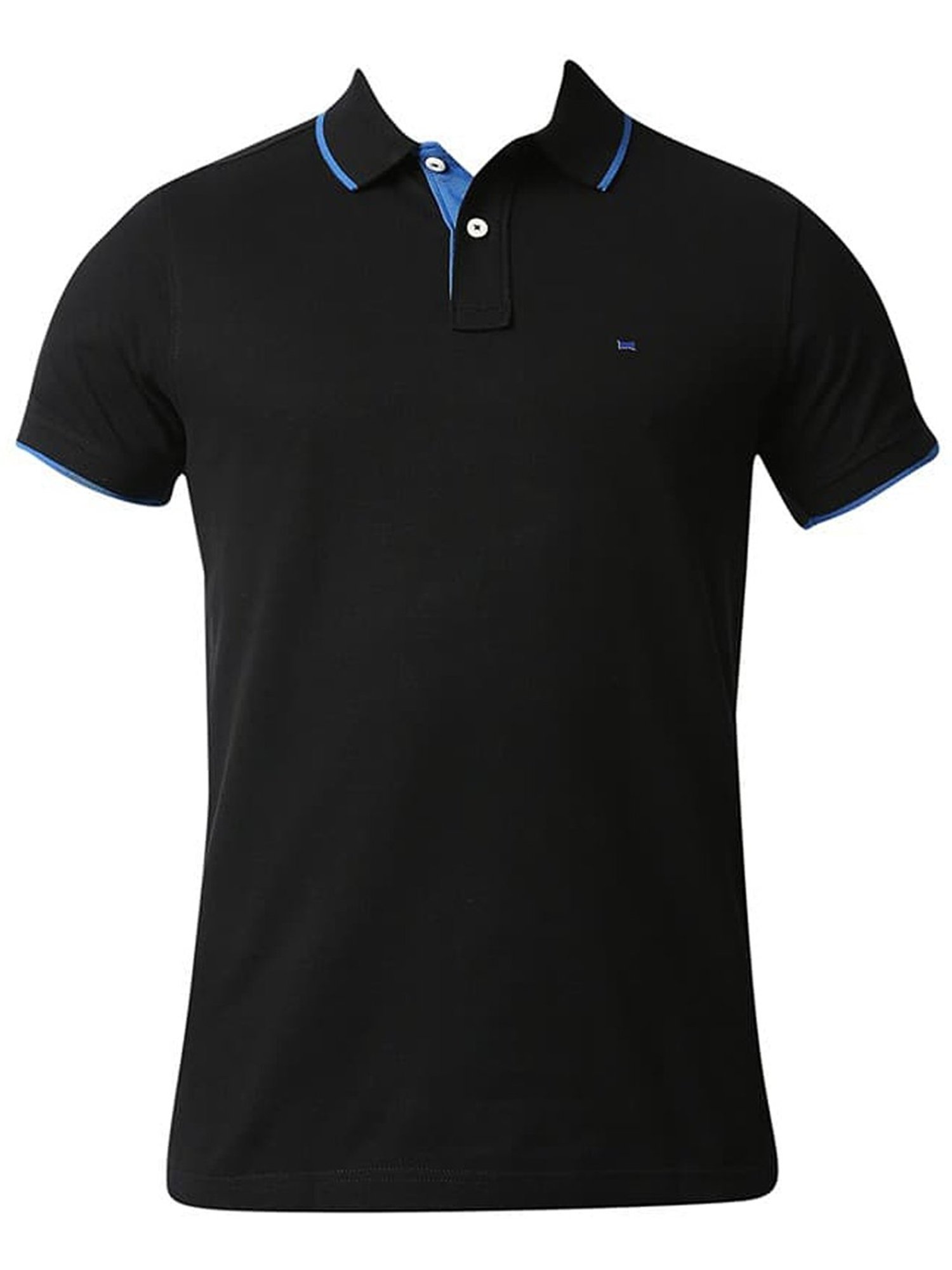 Basics Black Beauty Cotton Muscle Fit Polo T-Shirt