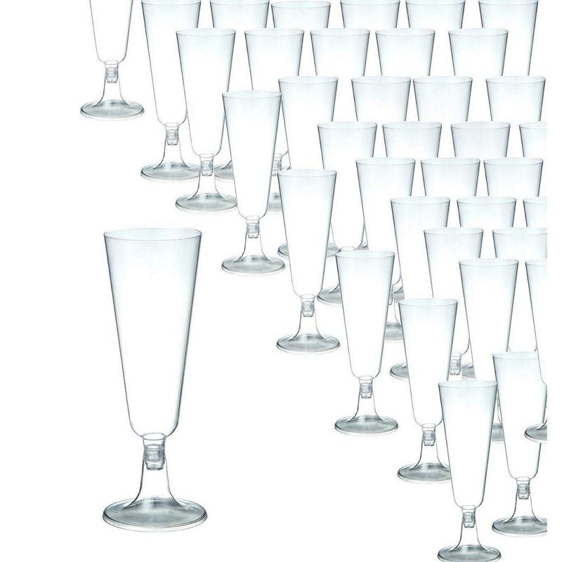 Juvale 50-Count Plastic Clear Champagne Glasses Flutes for Parties, Events, Celebrations, 5 Fl.Oz