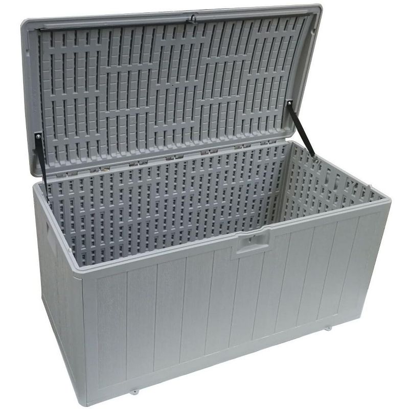 Plastic Development Group 73 Gallon Weather-Resistant Resin Outdoor Storage Deck Box with Slide and Snap Assembly, Driftwood