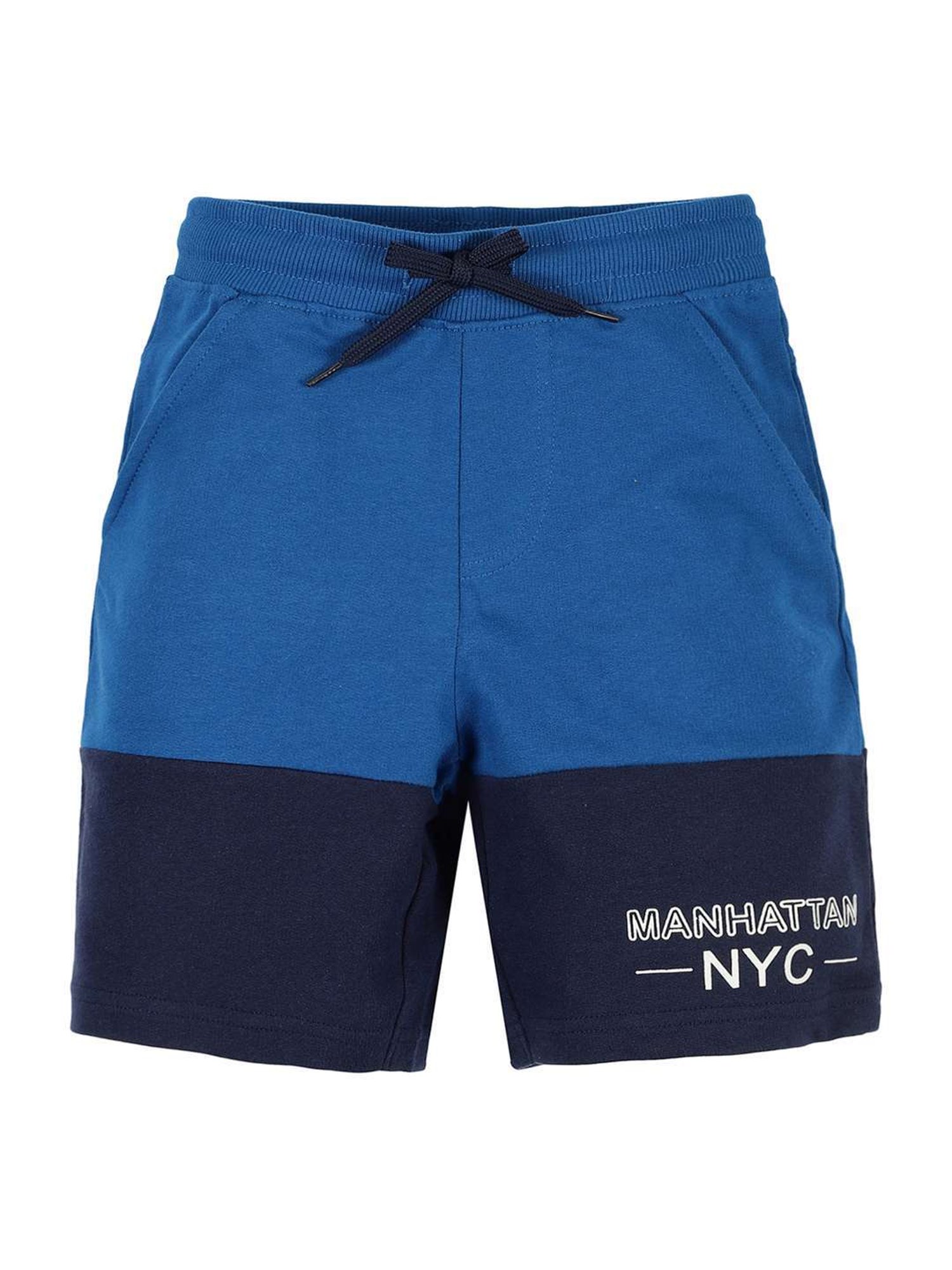 Plum Tree Kids Blue Cotton Color Block Shorts