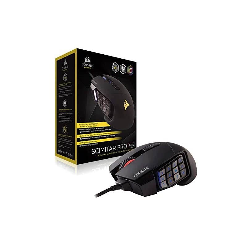 Scimitar Pro RGB - MMO Gaming Mouse - 16,000 DPI Optical Sensor - 12 Programmable Side Buttons - Black (Packaging may vary)