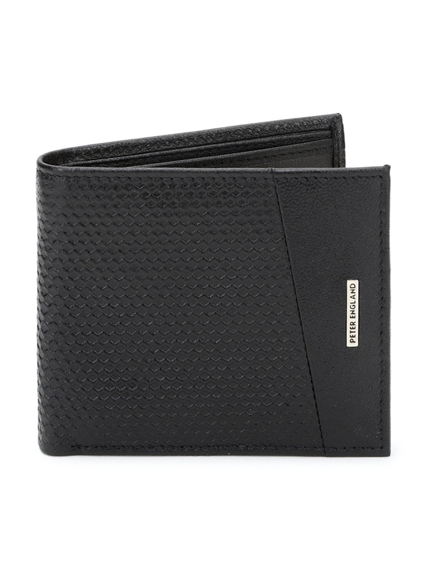 Peter England Black Leather Bi-Fold Wallet for Men