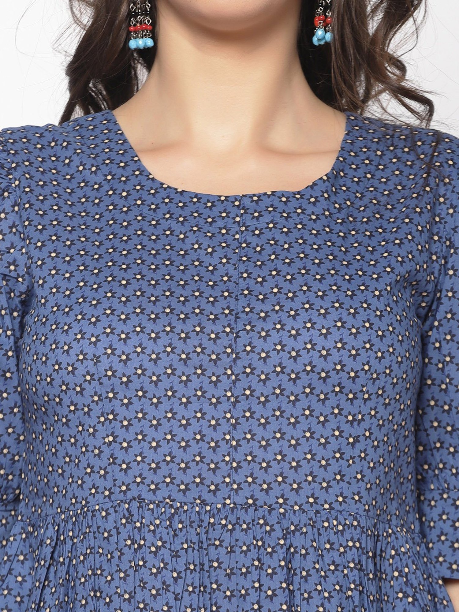 Sera Navy Printed Dress