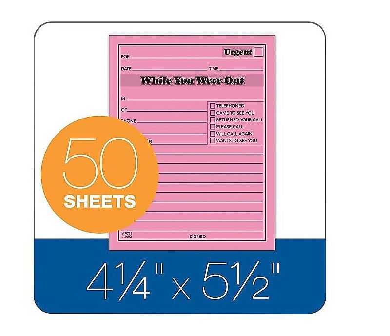 Adams Message Pad "While You Where Out" 4"x5-1/2" 6/PK Neon AST 9711NEON