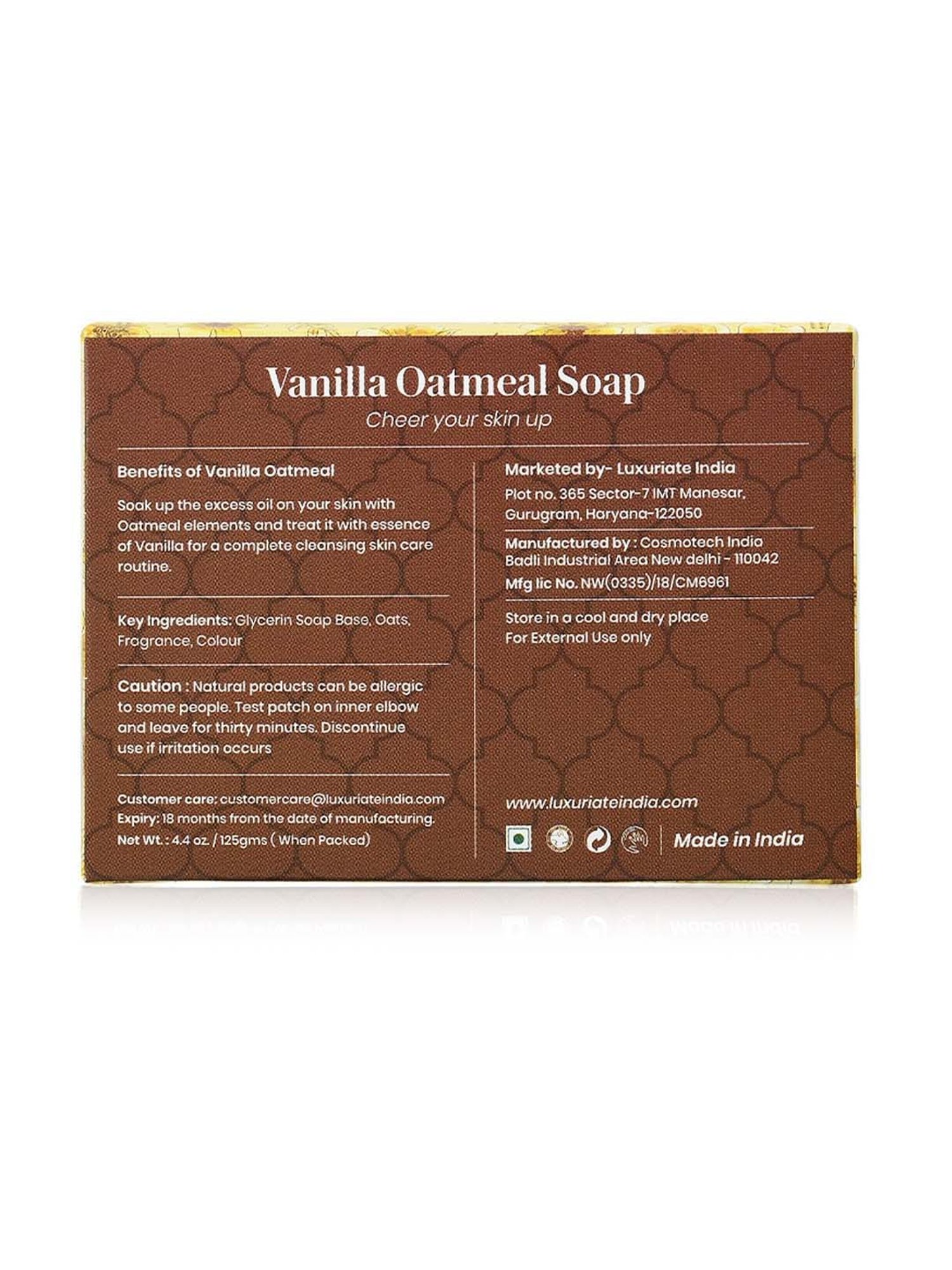 Luxuriate Vanilla Oatmeal Soap Bar - 125 gm