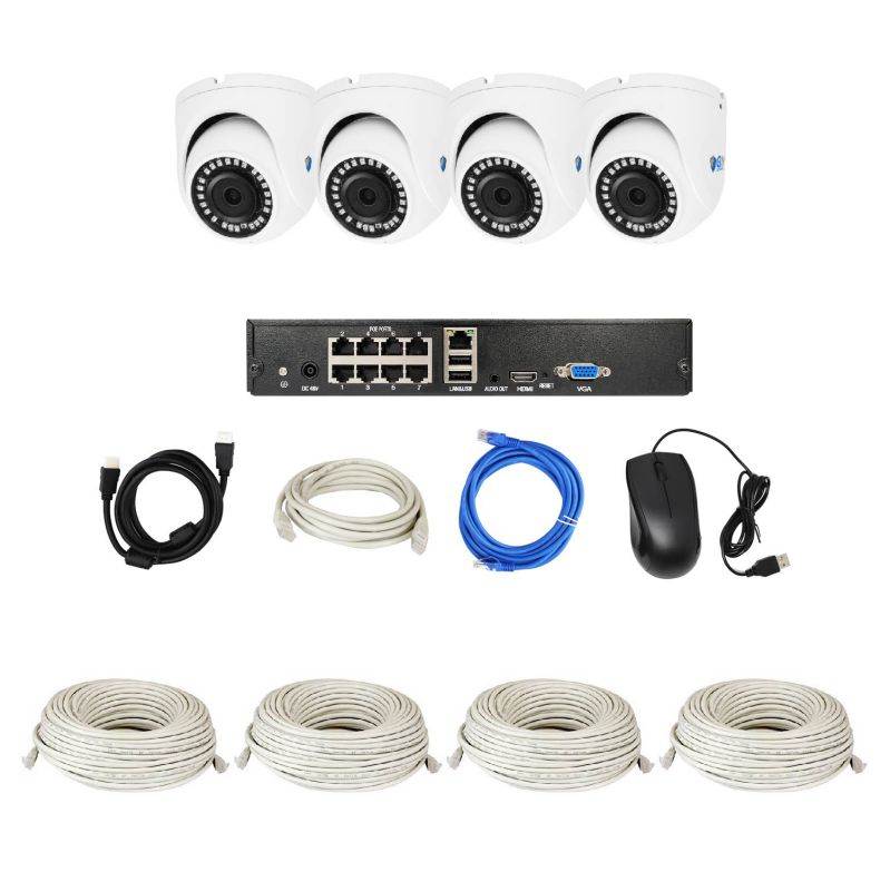 GW Security 4K 8 Channel NVR Security Camera System with 1TB HDD, 4 x 4K IP PoE 8MP Turret cameras, 100-Degrees Wide-angle, 100FT Night Vision