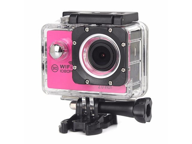 2.0 inch 1080P Action Camera Wifi 170 Degree Lens 50M Waterproof Pro Sport DV Bike Helmet Cam Mini Camcorder Rose Red Color Version