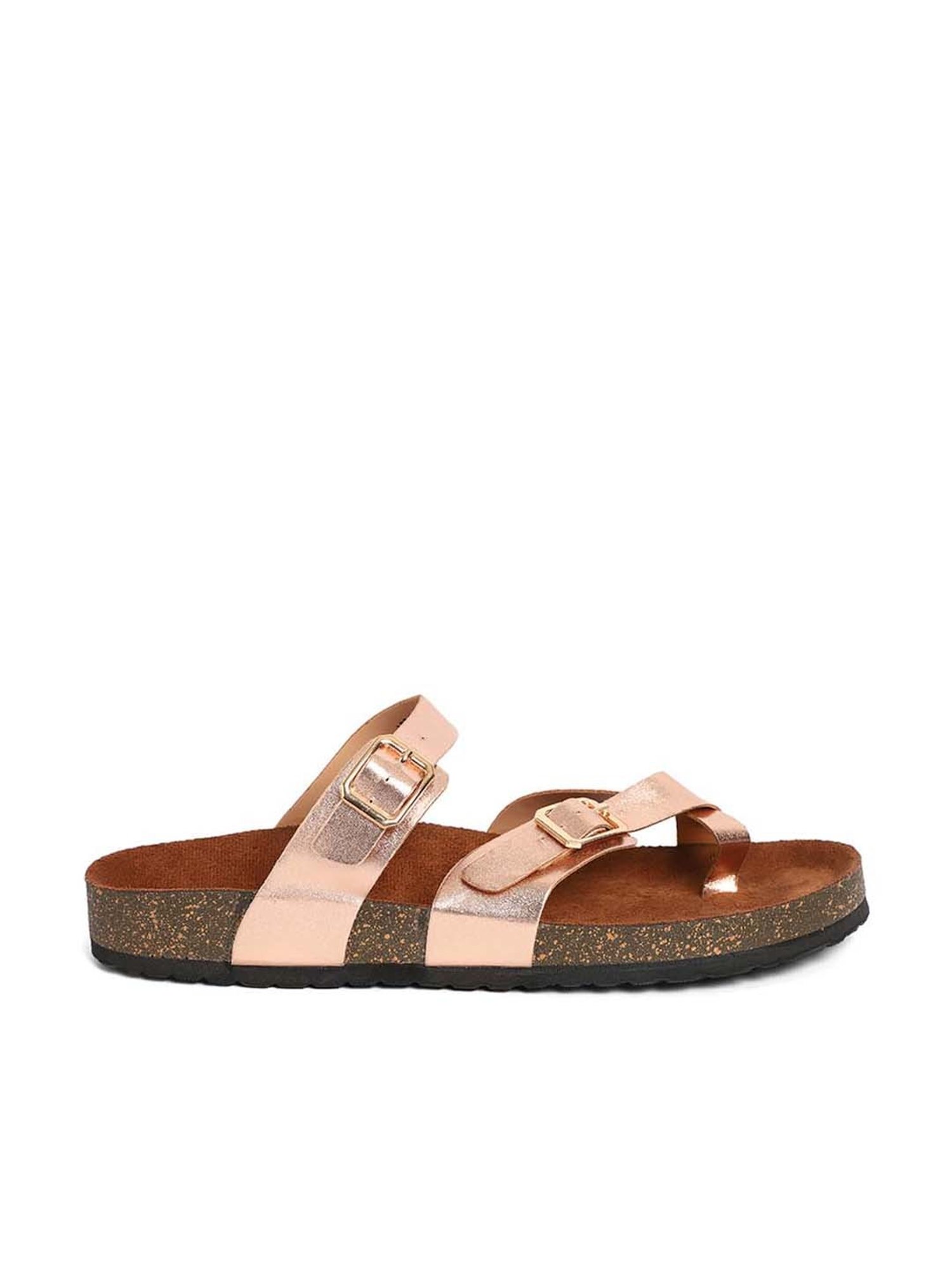 Mozafia Women's Rose Gold Toe Ring Sandals