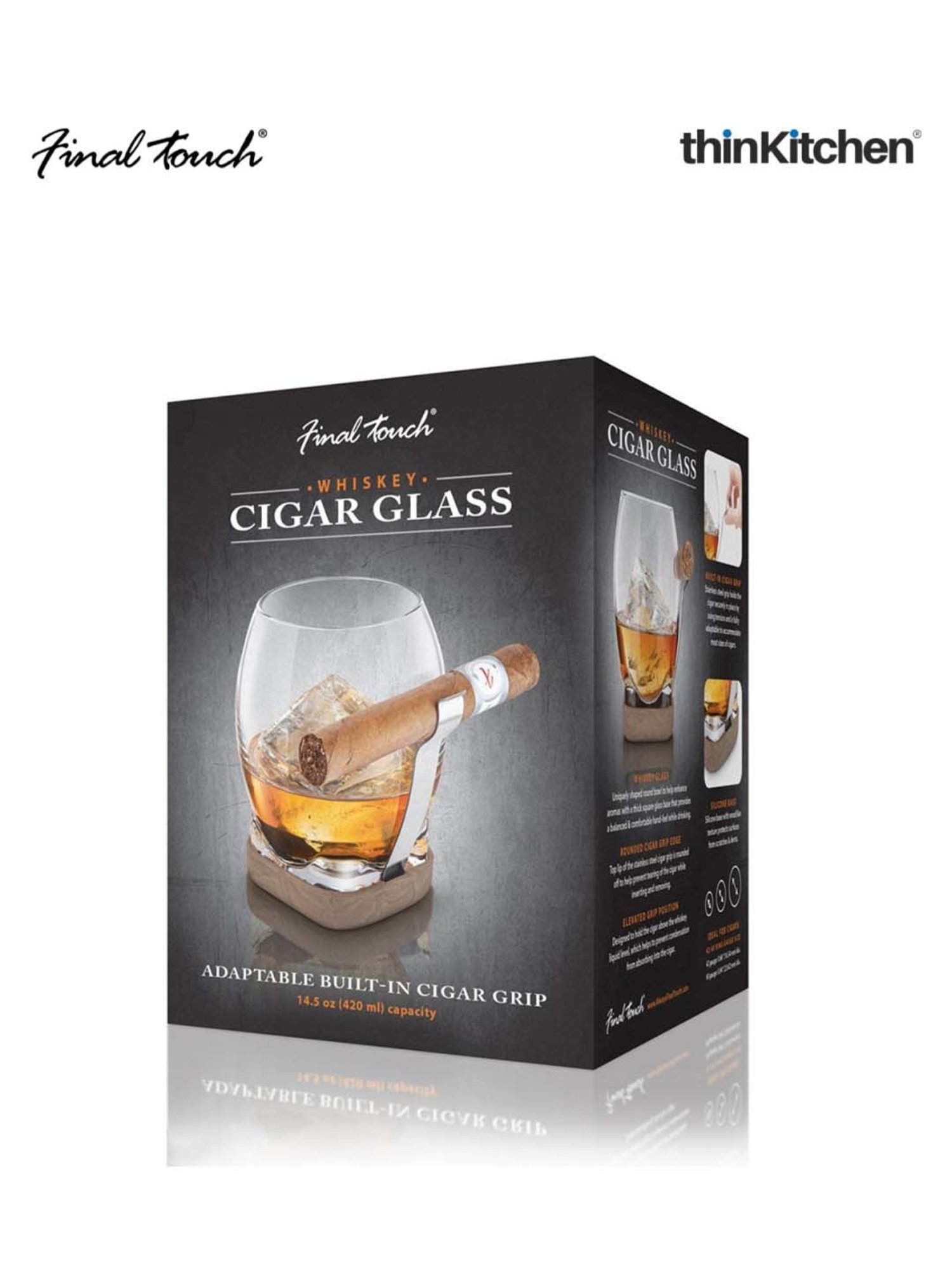 Final Touch Transparent Silicone Cigar Glass With Ss Holder (0.42 L)