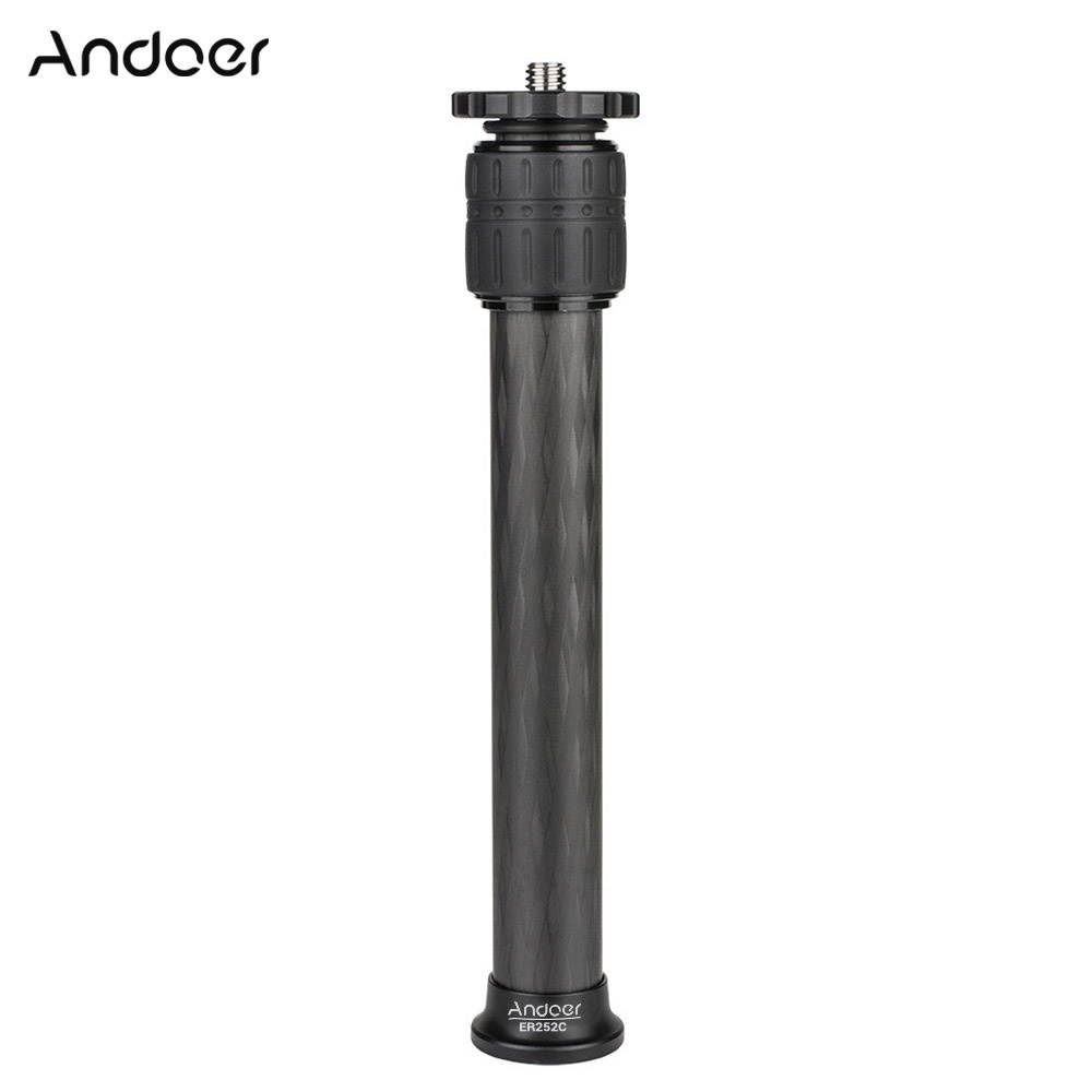 Andoer ER252C 25mm Tube Diameter Carbon Fiber Tripod Extender 2-Section Center Column Extension Tube Compatible with Zhiyun FeiyuTech hohem Handheld Gimbals All Tripods Max. Load Capacity 8kg