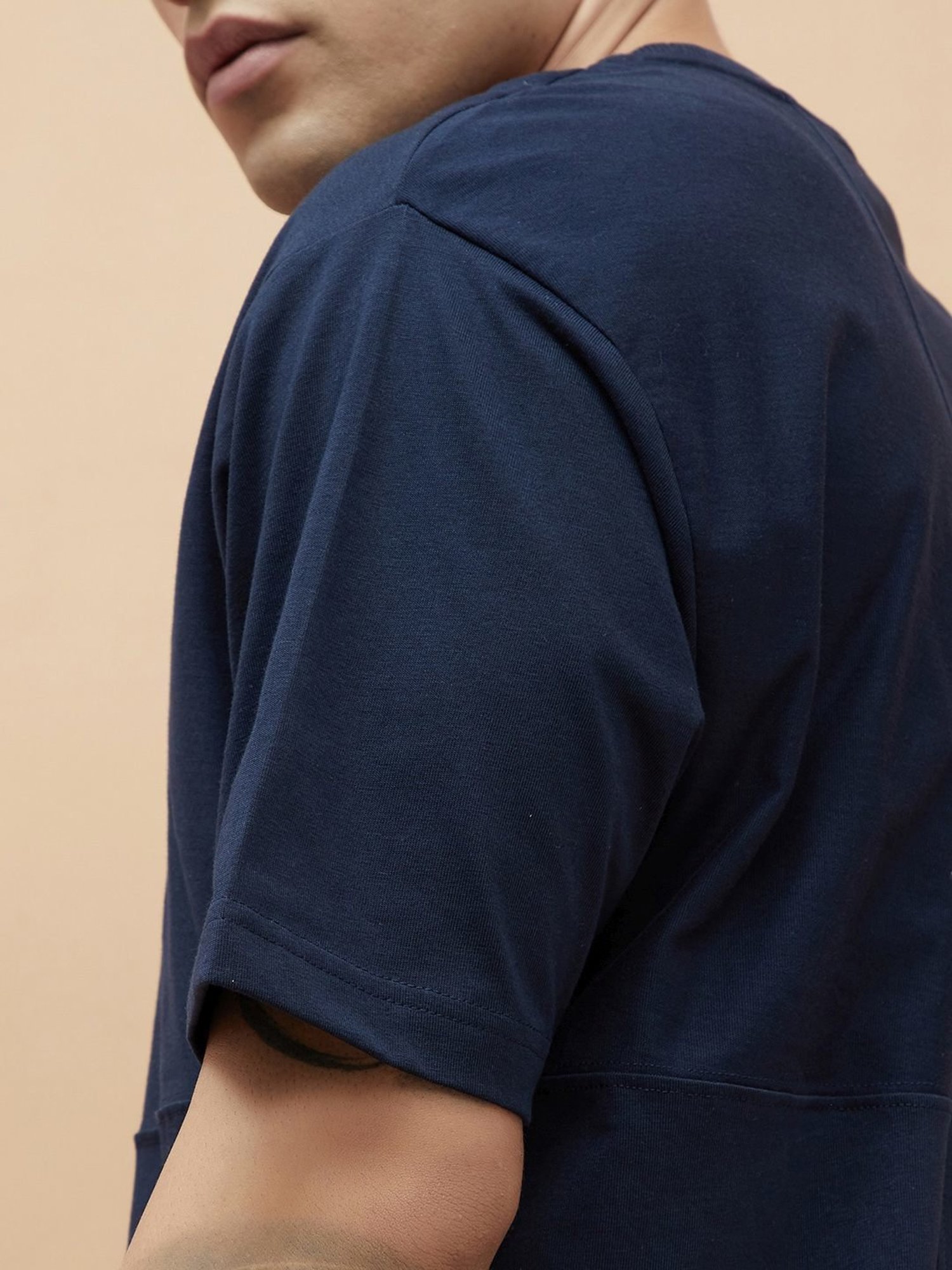 Bossini Navy Cotton Regular Fit T-Shirt