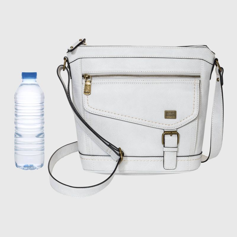 VR NYC Magnetic Strap Closure Mosaic Design Denim Laser Cut Crossbody Bag - Blue