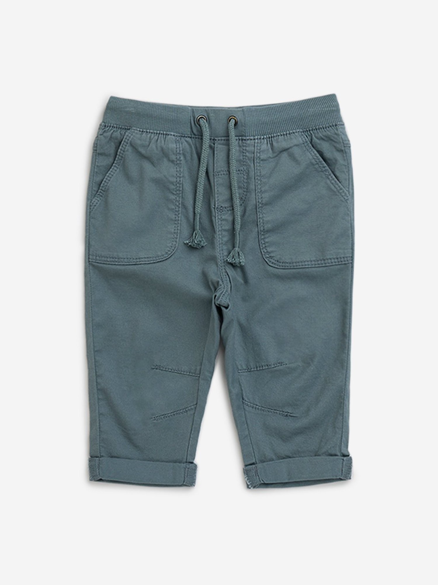 HOP Baby by Westside Blue Mid-Rise Cotton Blend Pants