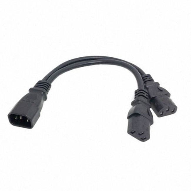 Jimier Single C14 to Dual C13 5-13R Short Power Y Type Splitter Adapter Cable Cord PW-037