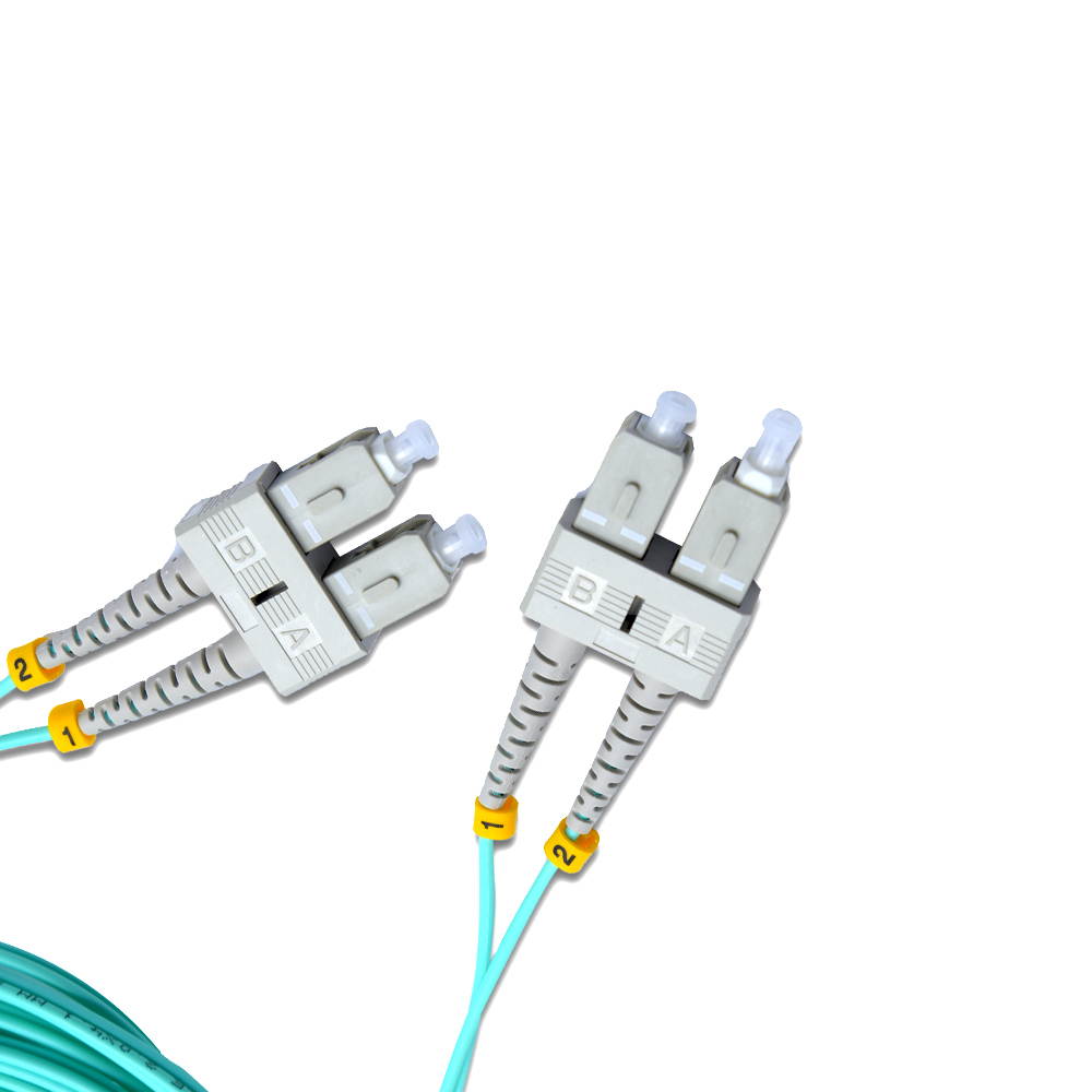 SC to SC OM4 Fiber Patch Cable Multimode Duplex - 15m (49.21ft) - 50/125 100Gb Aqua Color SC SC 15 Meter SC/SC
