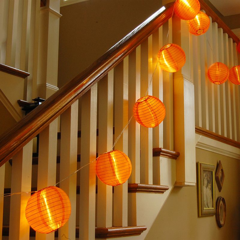 10ct Nylon LED Battery Powered String Lights Orange