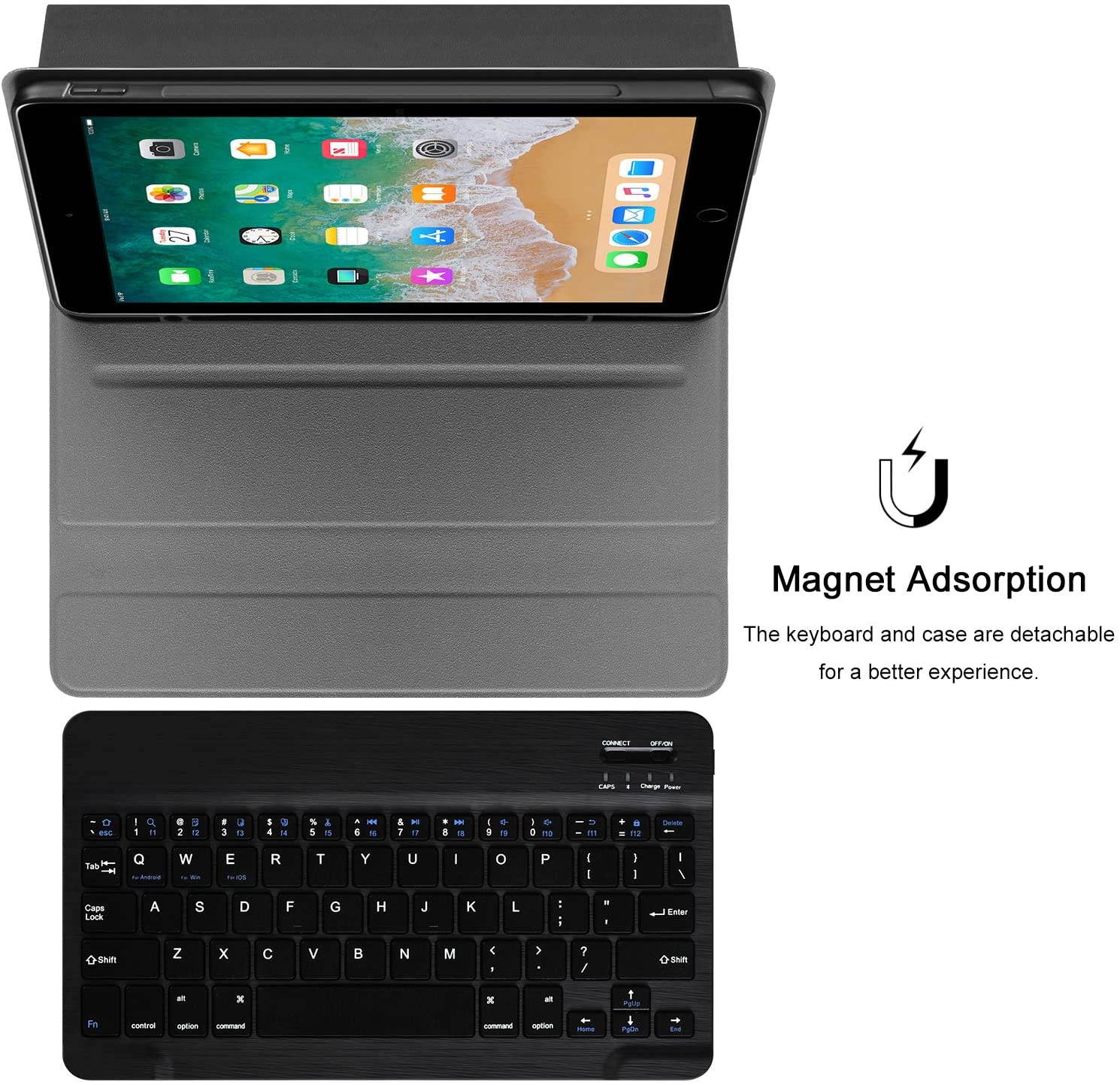 ZoomDream Keyboard Case for iPad Pro 11 2020 & 2018 - Magnetically Detachable Wireless Keyboard Auto Sleep/Wake Leather Tablet Cover with Pencil Holder - PU Leather Folio Stand Cover