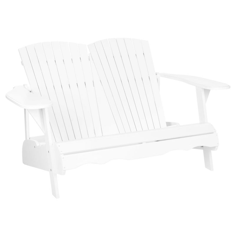 Salinas Wood 3-Seater Patio Adirondack Bench - White - Safavieh