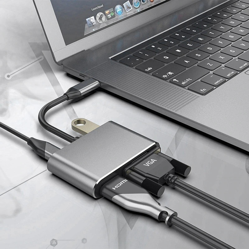 USB-C Multimedia 4K HDMI USB Charging Adapter for MacBook with Pass Thru Charging, Space Gray (K181-1041-SG4I)