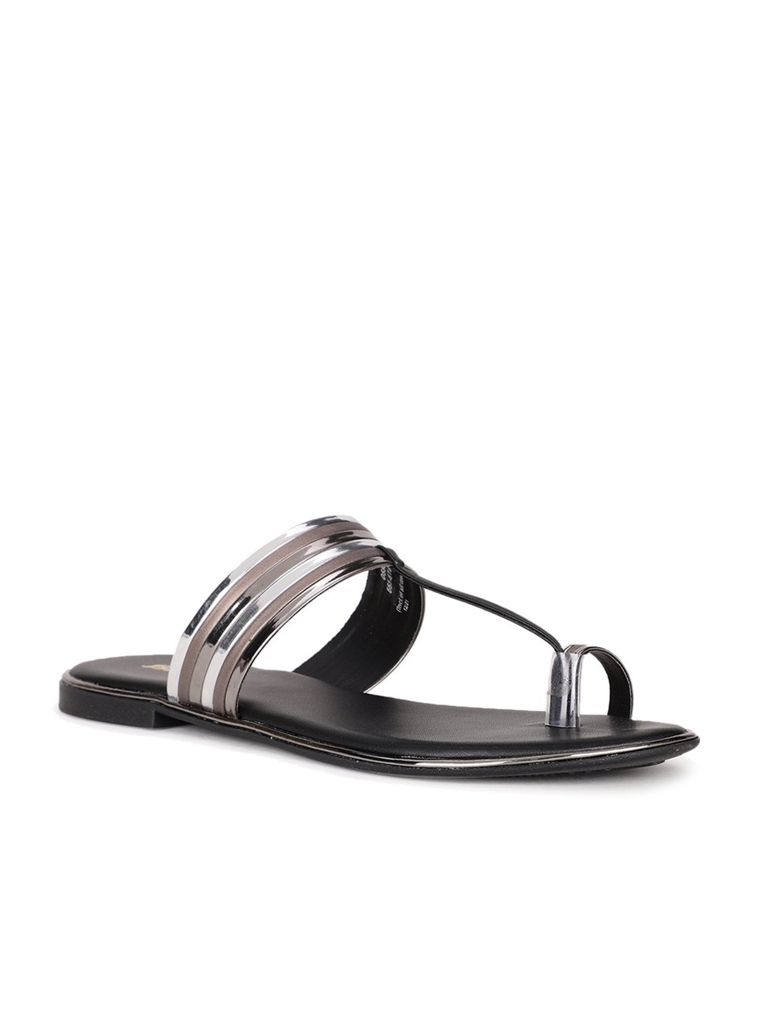 Bata Women's Gun Metal Toe Ring Sandals