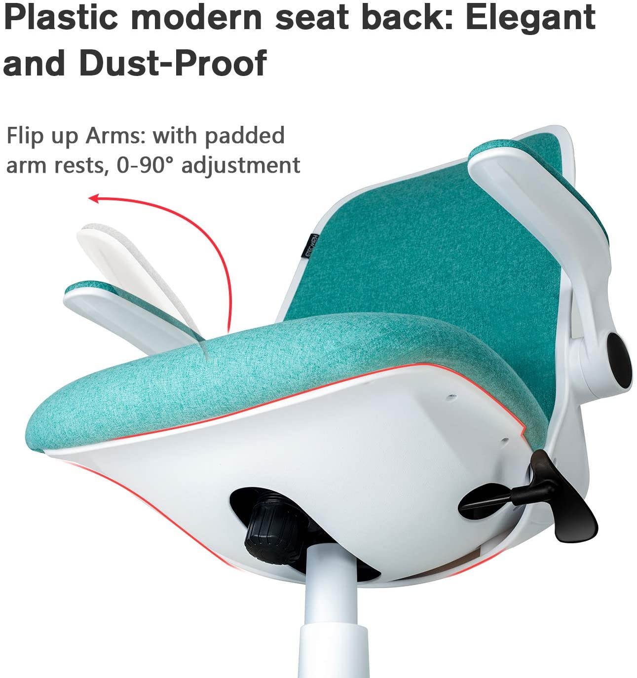 ELECWISH Office Chair Ergonomic Desk Chair Mid Mesh Back Swivel Seat Adjustable Lumbar Support Executive Chair with Flip-up Armrests