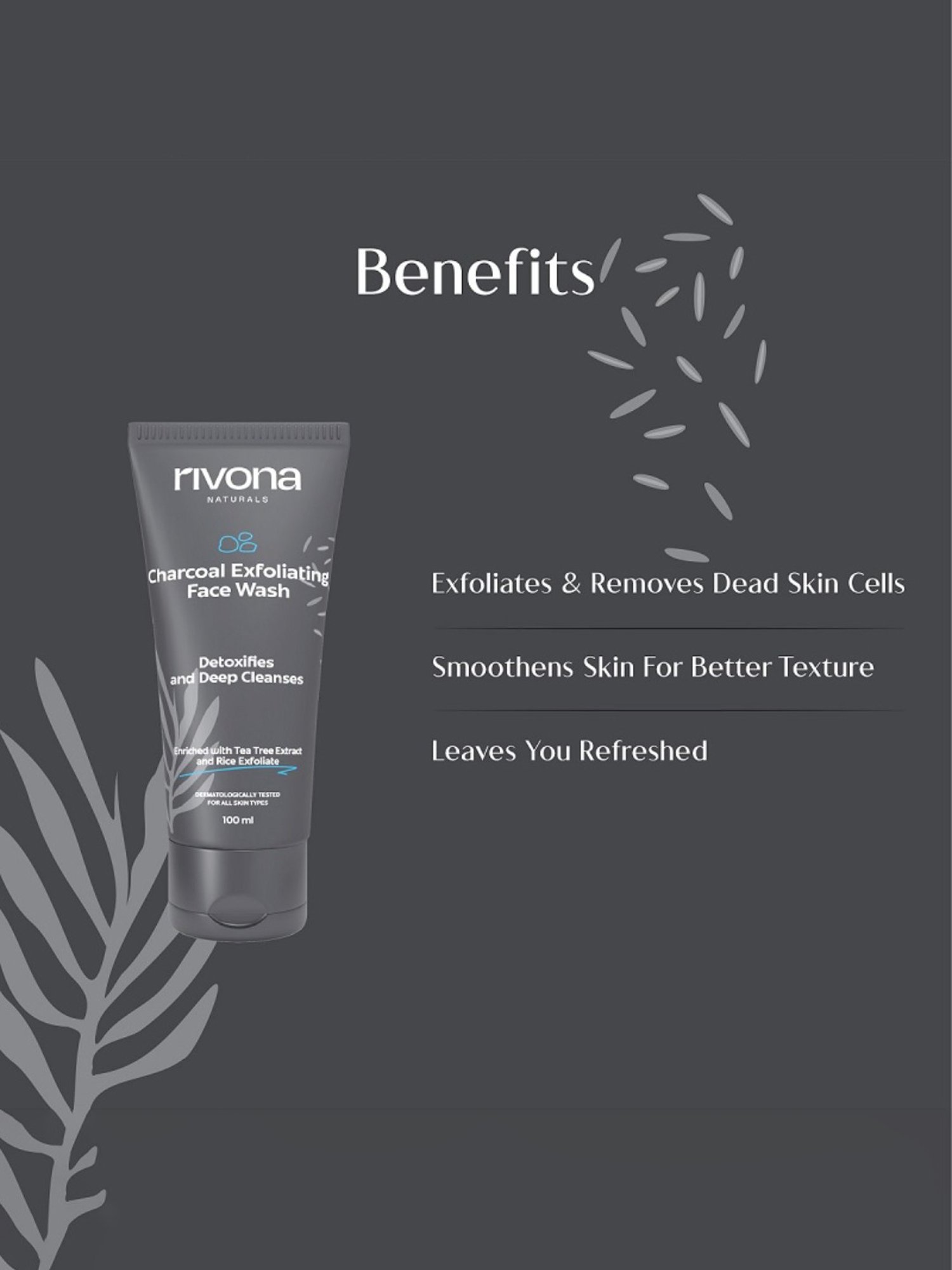 Rivona Naturals Charcoal Exfoliating Face Wash - 100 ml