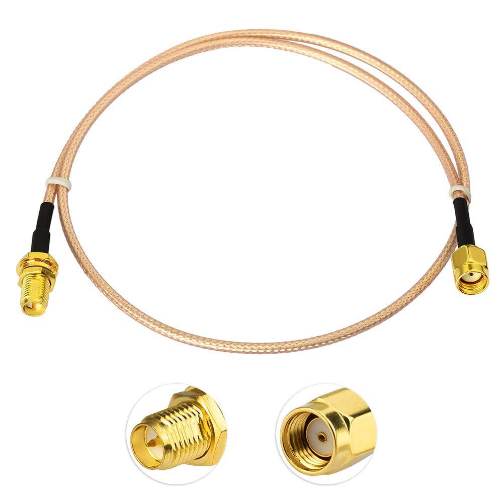 wlaniot Low Loss RP-SMA Straight Male to RP-SMA Female Bulkhead RG316 Wire with Connecting Extension Coaxial Cable(50 ohm) Adapter Jumper 1.6ft(50cm)