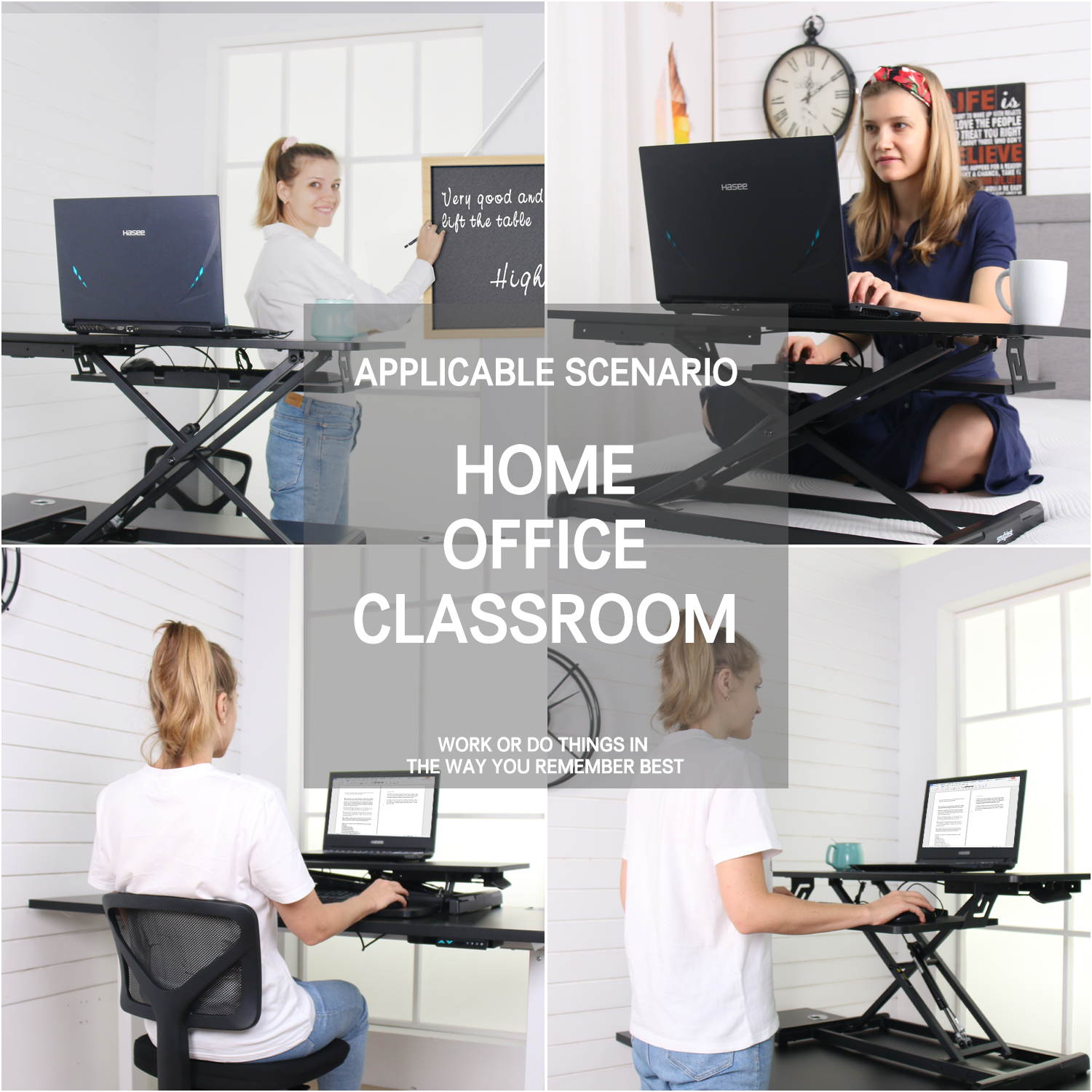 SMUGDESK Standing Gaming Desk 36", X- Shaped Large E-Sports Desk Ergonomic Tabletop Workstation Desk Riser, Home Office Desk with Keyboard Tray for Laptop