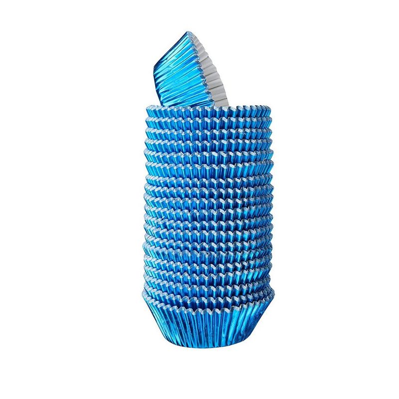 Juvale 400 Pack Blue Cupcake Liners, Muffin Wrappers Foil Baking Cups (2 x 1 In)