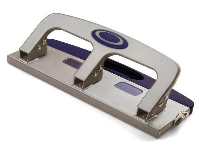 OIC Deluxe Standard Hole Punch - 3 Punch Head(s) - 20 Sheet Capacity - 9/32" - Silver