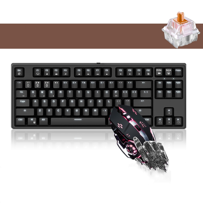 Royal Kludge RK987  N-key Rollover Ergonomic Design,Cool Exterior USB Wired PBT Keycaps White Backlit Keyboard for Gaming and Office - Black( RK Black Switch)