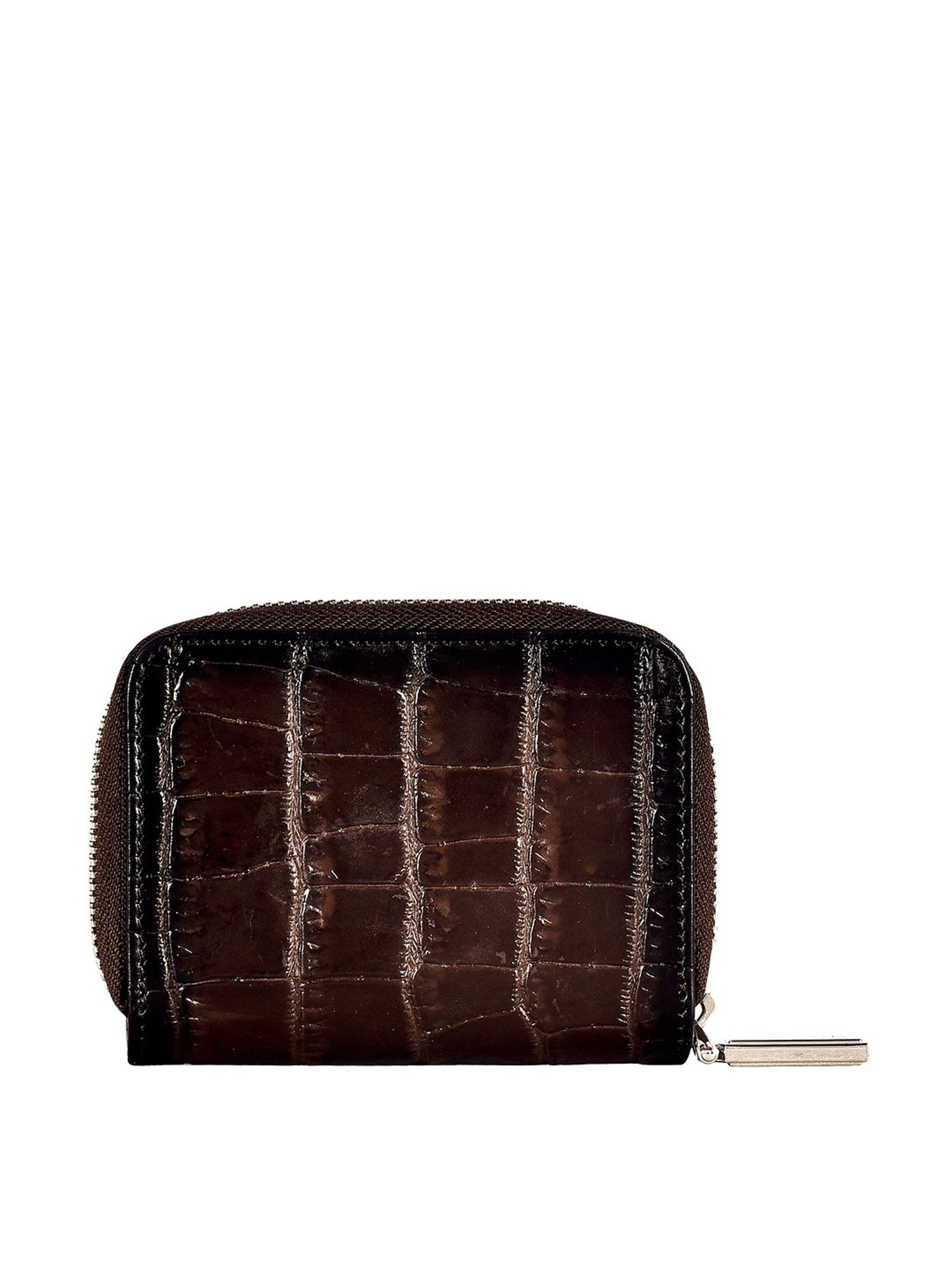Eske Eva Dark Brown Textured Zip Around Wallet for Women
