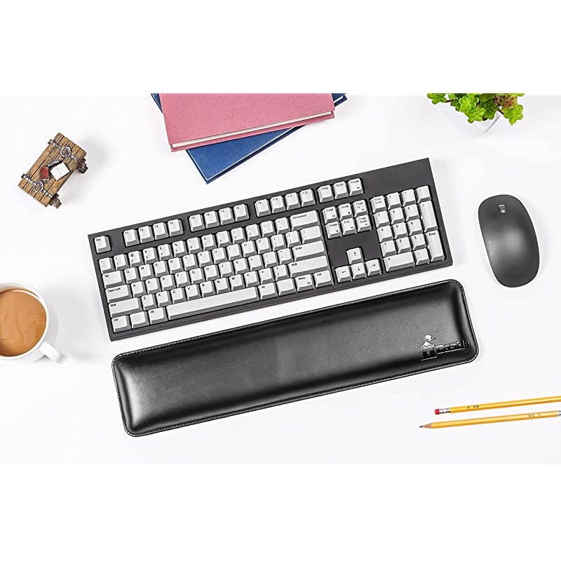 Bailey Full Size by  - Leather Ergonomic Computer Wrist Rest Pad for Keyboards with Around 104 Keys - Firm Keyboard Wrist Support for Typists, Gaming, and Heavy Office Use (Nightfall, Full Size)