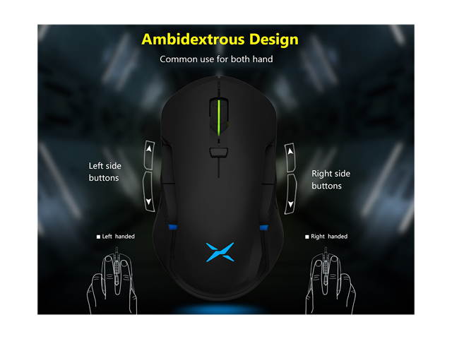 DELUX Wired Gaming Mouse with 16000DPI, Chroma RGB and Side Wing and Personalized Weights Design, 6 Programmable Buttons, Ambidextrous Ergonomic Optical Gaming Mouse (M627S(3389)-Black)