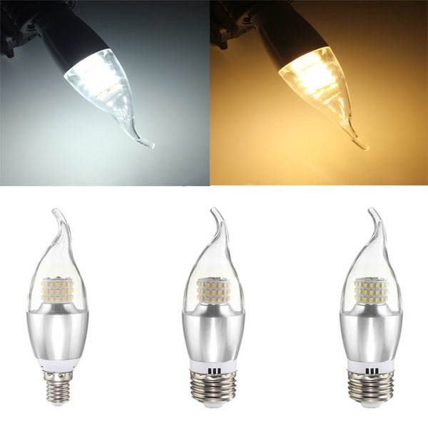 E14 E12 E27 7W 60 SMD 3014 LED White Warm White Glass Candle Lamp Bulb Non-Dimmable AC 85-265V Warm White/E12