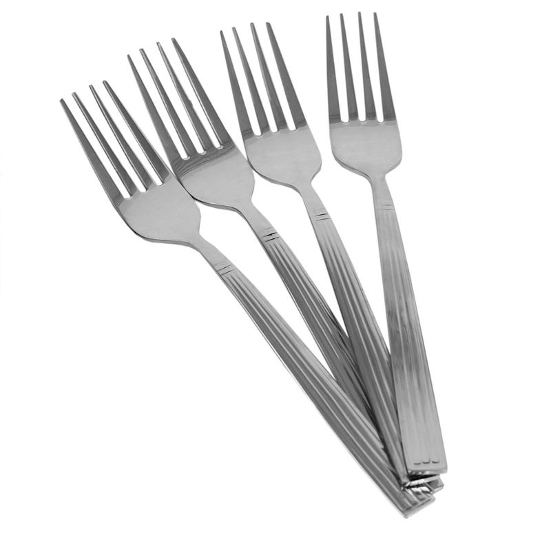 Home Basics Eternity Mirror Finish 4 Piece Stainless Steel Dinner Fork Set, Silver